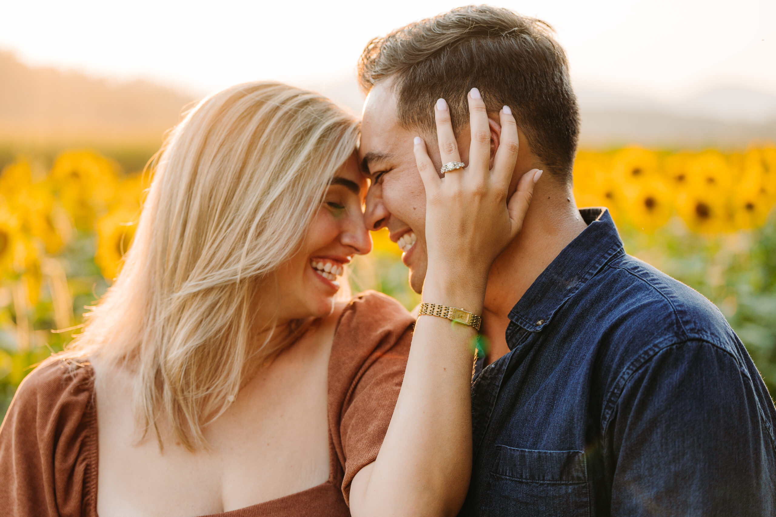 Asheville Proposal Photographer at Biltmore Estate with Blooming Sunflowers